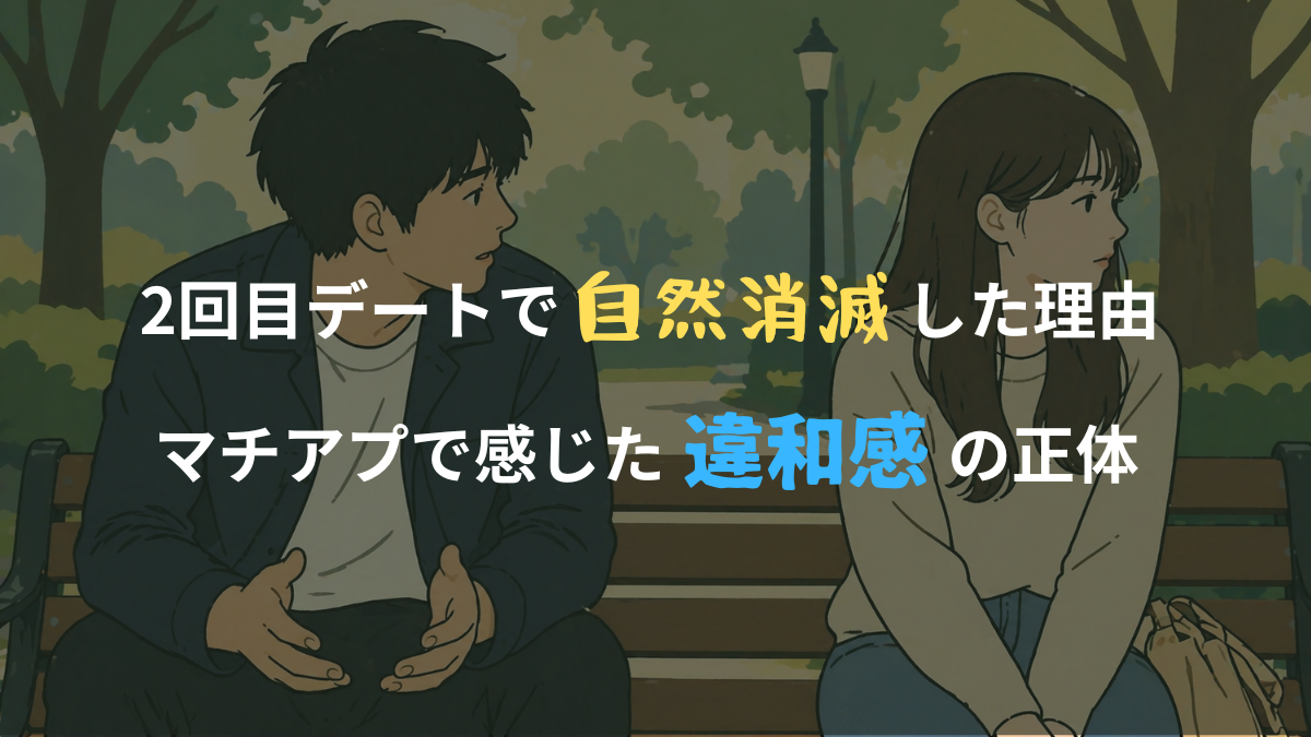2回目デートで自然消滅した理由を表す、会話が噛み合わない男女のイラスト